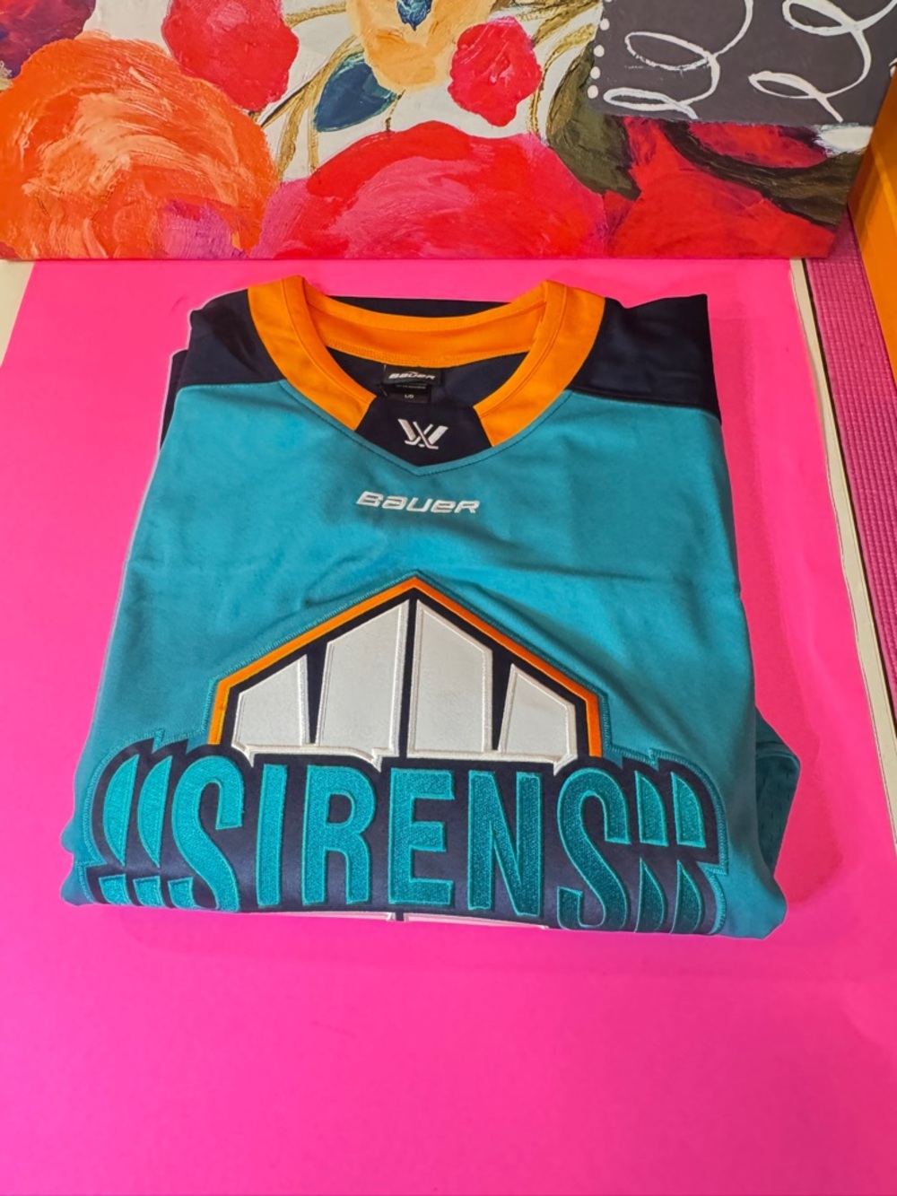 Bauer Teal Hockey Jersey with Navy and Gold Accents L size new never worn - Picture 5 of 7